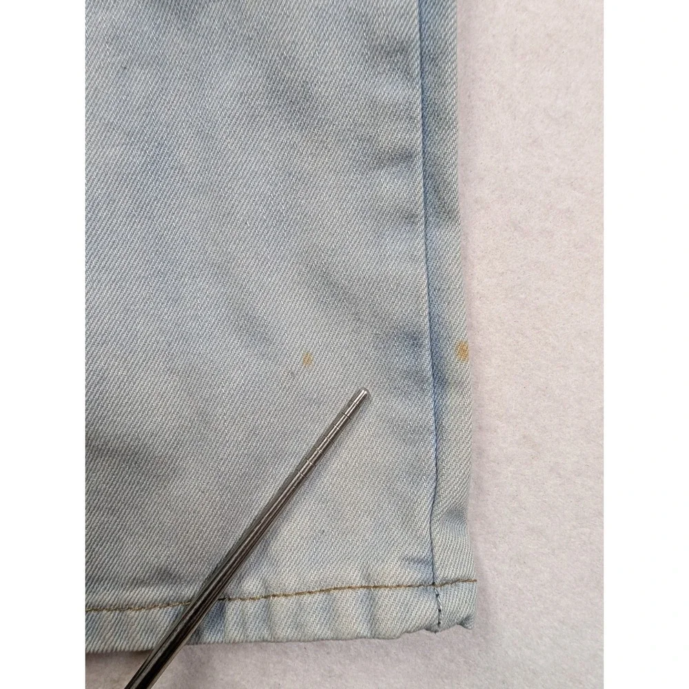 Finest Threads NY Mens Biker Jeans 34 x 32 Studded Zipper Distressed Blue